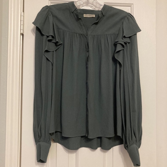 Ulla Johnson Green Long Sleeve Blouse Size 2 Designer ~ Luxury ~ Fall! - Picture 1 of 4